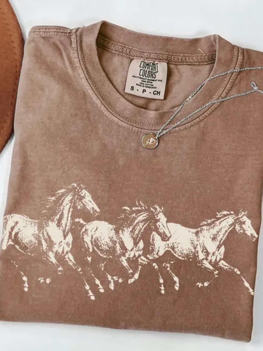 Comfort Colors Espresso Tee with Cream Horse Graphic